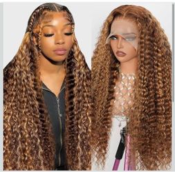 🔥Brand new 🔥 32inch 13x6 Deep Wave Honey Blonde Wig Human Hair 200% Density RTZ-24