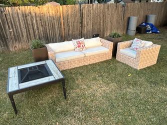 Thames 2 Pc Outdoor Patio Set+Firepit