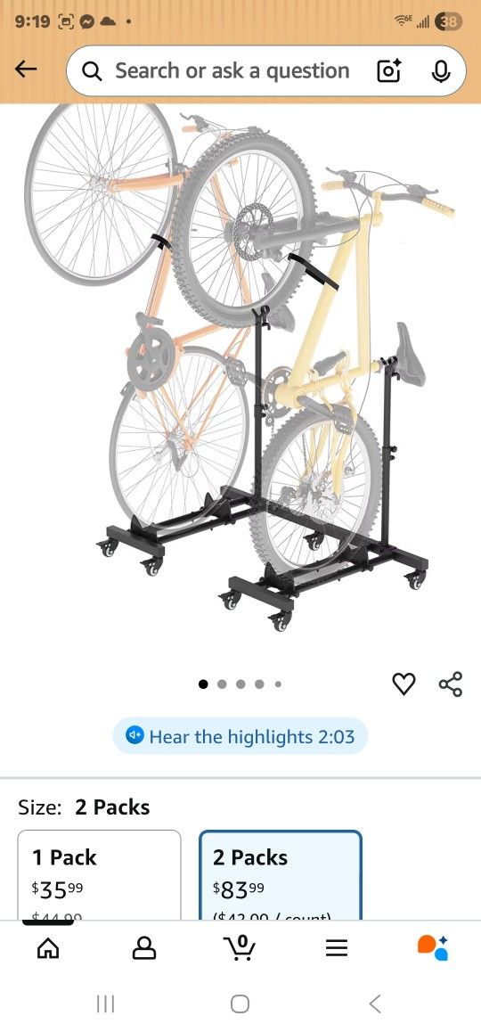 Vertical Bike Stand 2 Pack
