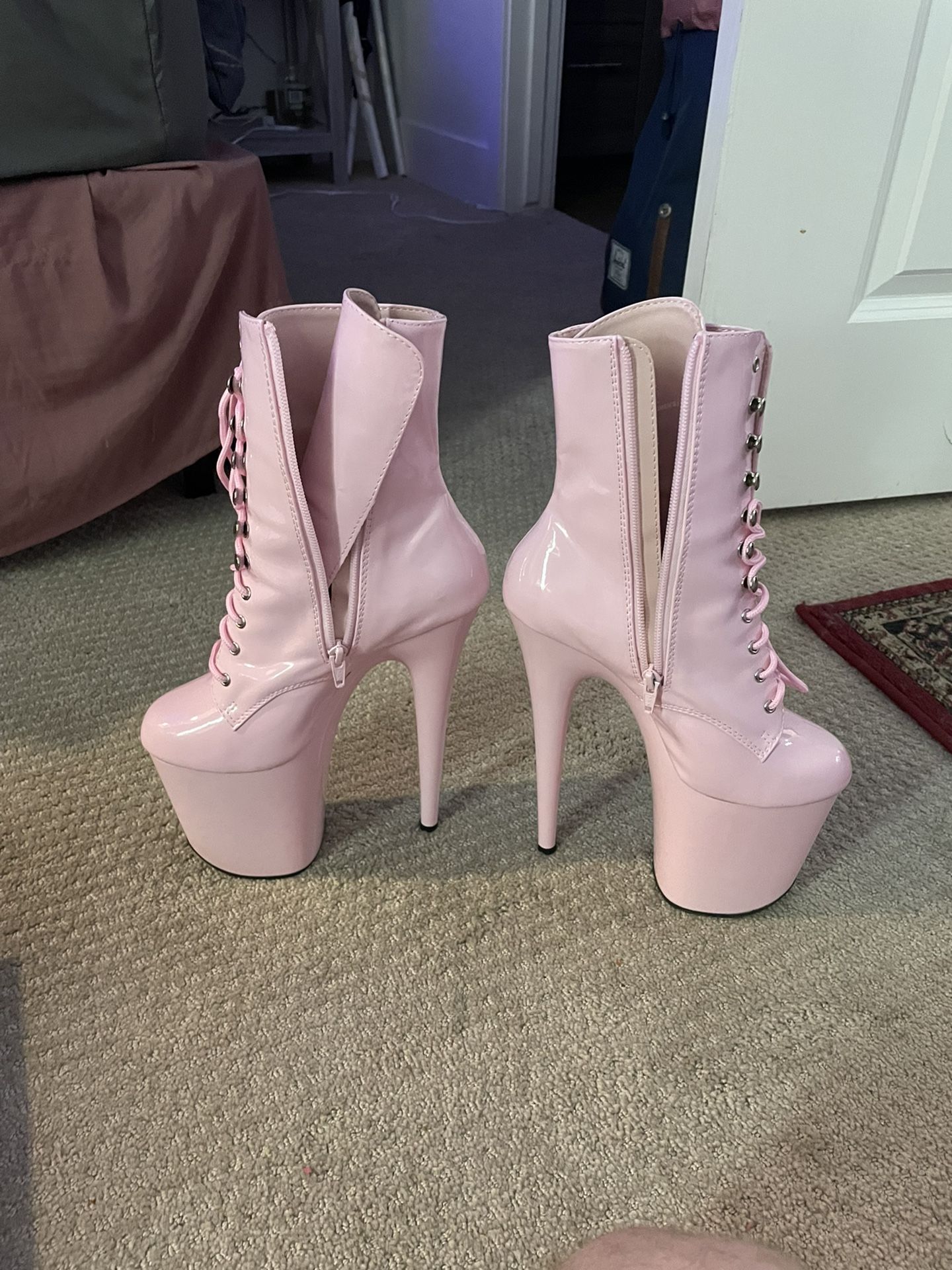 8 Inch Baby Pink Pleasers High Heels