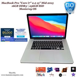MacBook Pro "Core i7" 2.2 15" Mid-2015 , 16GB, 256GB "H91085"