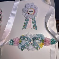 Llama Theme Baby Shower sash and daddy to be pin