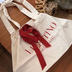 Valentino Shopping Tote With Red Bow And Charms 