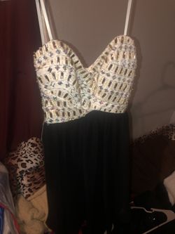 Heart black and gold prom dress