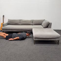 Retails 4.6k!!! Andes 3-Piece Ottoman Sectional Couch 105" - Can Deliver - Mineral Gray