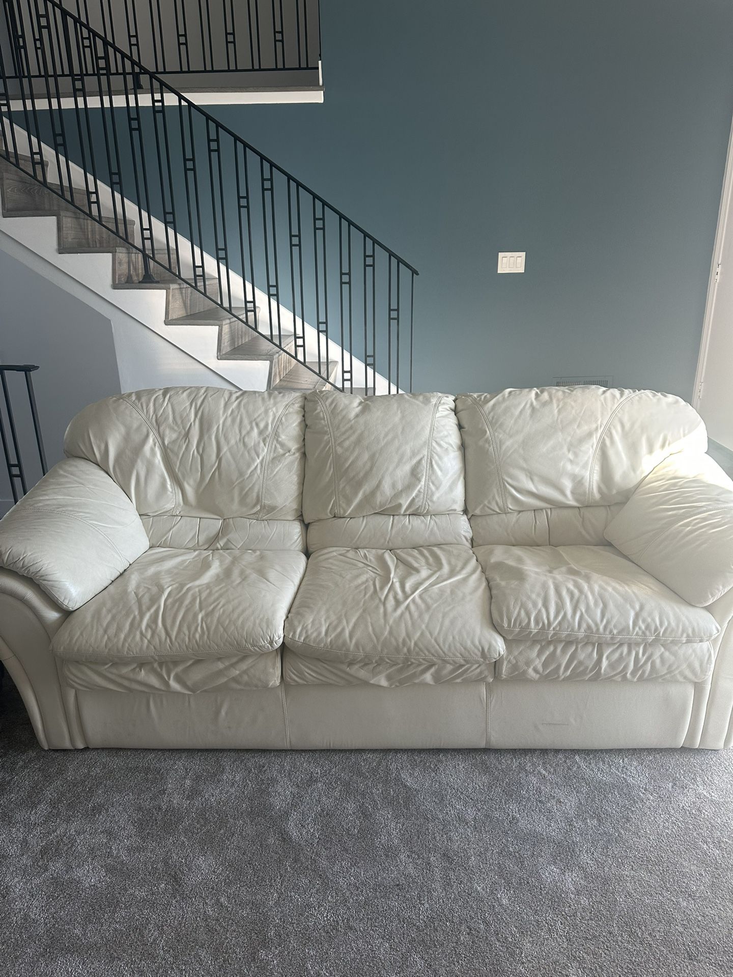 Leather Couch And Chair With Ottoman