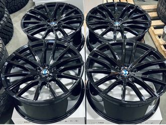 4 Brand NEW 22X9.5  22X10.5 Black Wheels with Tires 5X112 Rims Fits: 2019-2026 BMW X5 X5M X6