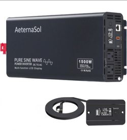 1500w Watt 12v Pure Sine Wave Inverter Remote Display Controller USB 110-120v AC