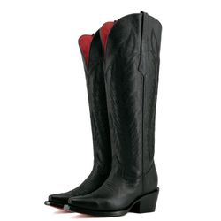 Gia Tall Red Bottom Wide Calf Snip Toe Cowgirl Boot