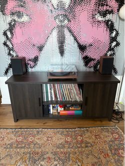 Dark Wood Media Console ( TV Stand )