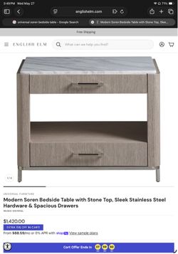 UNIVERSAL FURNITURE, Soren bedside table nightstand