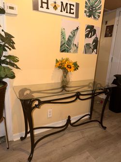 Black Glass Entry Table