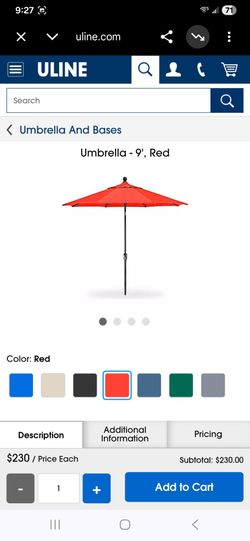 Mosaic 51 x 2.5 x 5x5.5ft Rectangular Patio Umbrella Red