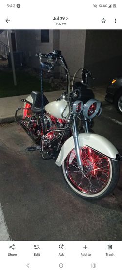 Custom Cruiser Motorcycle White and Black harley soft tail 2008