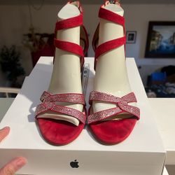 Marc Fisher Red Suede With Sparkle Heels 
