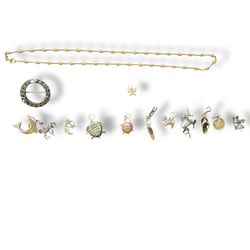 1 LOT OF 38g STERLING SILVER CHARMS , CHAIN, AND 14K CHARM ESTATE JEWELRY