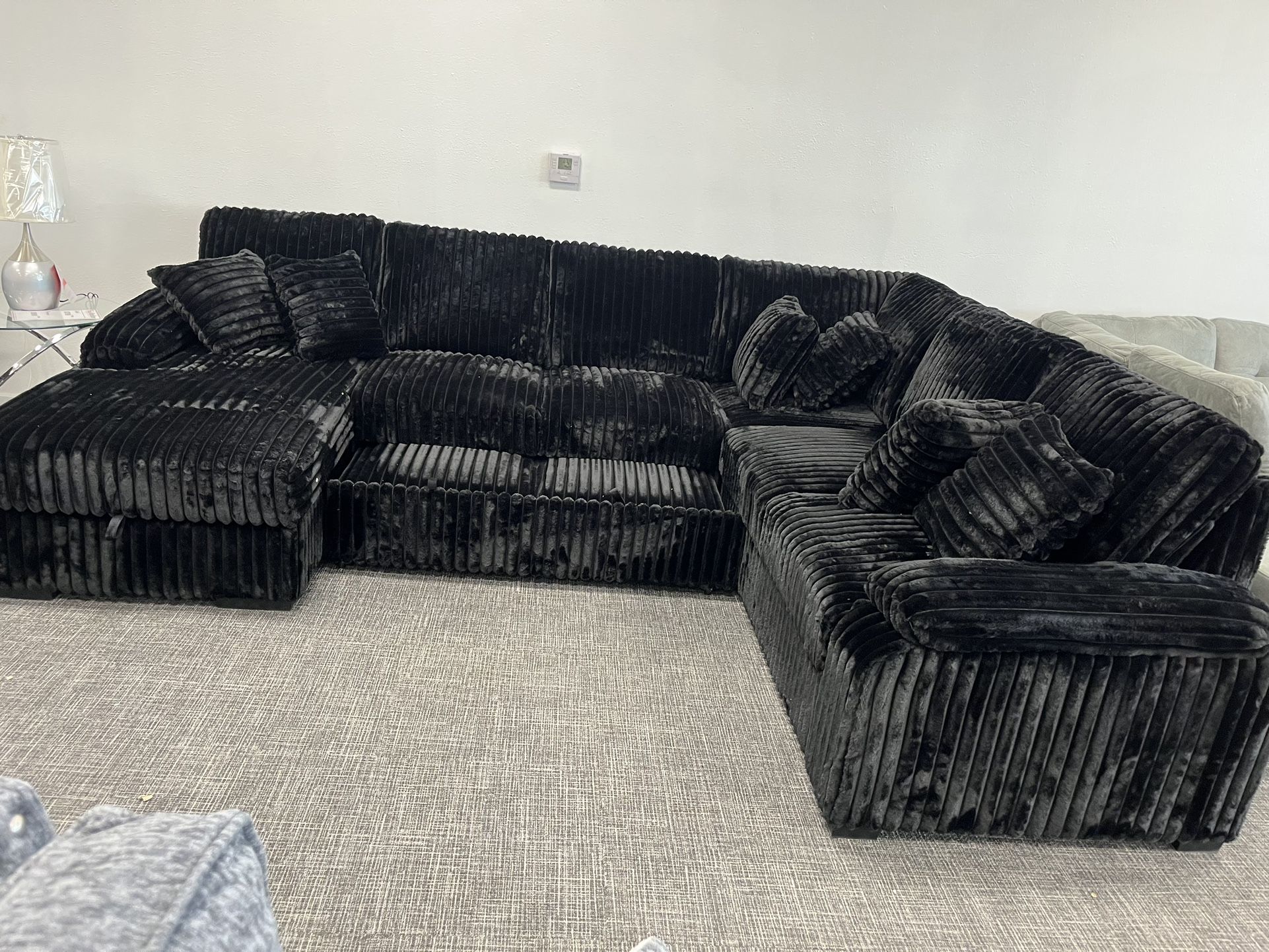 Huge Black Sectional Sleeper W/ Storage Chaise