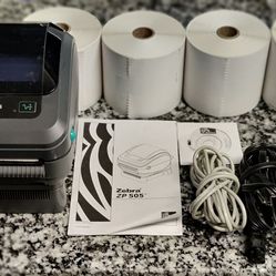 Zebra ZP 505 Thermal Shipping Label Printer + 5 Rolls 4x6 Labels
