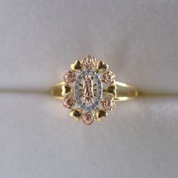 14k Gold Virgen De Guadalupe Ring