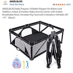 AngelBliss Baby Playpen - Foldable (Black)