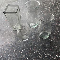 4 Glass Flower Vases