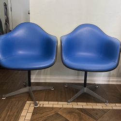 Pair Original Eames Herman Miller PAC Swivel Chairs