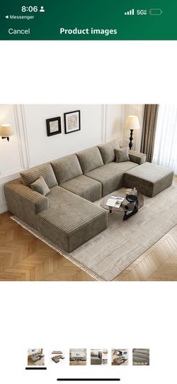 L-Shape Modular Couch with Chaise, PlushFabric, Brand new in four boxes Three colors camel  have in stock  grey and black can get !!!! Good quality No