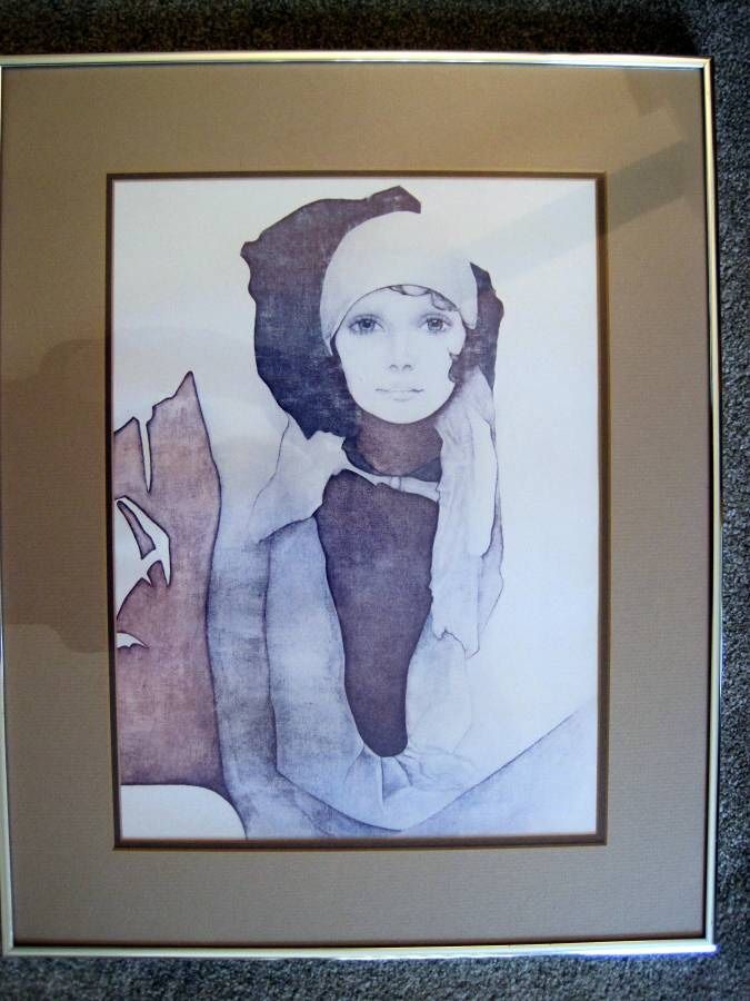 1970s Vintage Christine Rosamond "Simone" Framed Picture