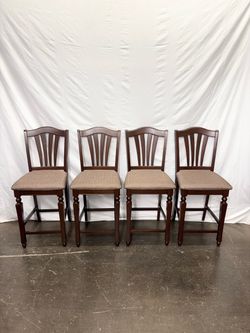 Set of 4 Counter Height Bar Stools , Mahogany Wood *Delivery Available*