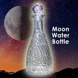 Decorative 7" X 3" Hammered Glass Bottle Decanter W/Stopper Top Moon Water Jar. This is a decorative hammered glass bottle with a stopper, often refer