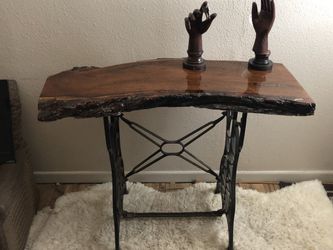 Hand crafted mesquite slab entry way/sofa table