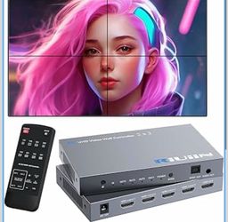 Brand New HDMI Video Wall Controller, TV Wall Controller, Up to 4K 60HZ Processor, 180° Rotation, Audio, IR Remote, 2x2,1x2,1x3,1x4,2x1,3x1,4x1, Make 