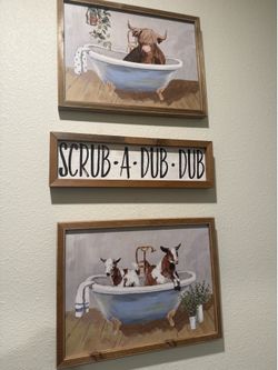 3 Bathroom pictures- Cows