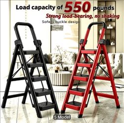5 Steps  Folding Ladder 550 lb Capacity