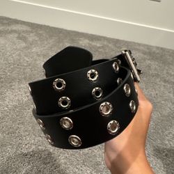 Black leather belt with silver grommets #goth #punk #emo #y2k #belt  never worn!