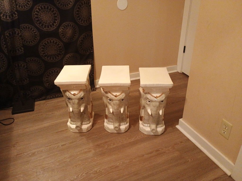 3 Beautiful Elephant End Tables