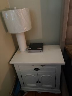 2 White Wood Nightstand with Cabinet