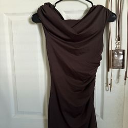 Brown Ruched Dress