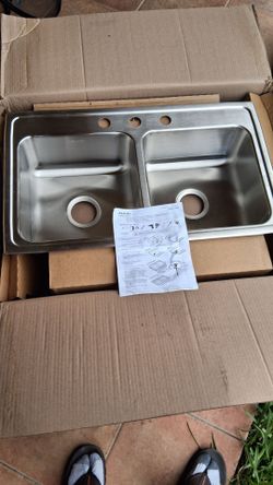 Elkay LR 33193 lustertone Double bowl kitchen sink