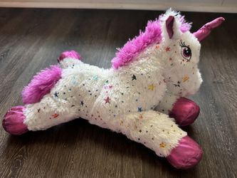 Dan Dee Colorful Glitter Stars UNICORN Pink White Stuffed Animal Plush 24"