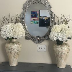 Stunning Set Of Mosaic Vases With Flower Arrangement