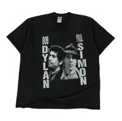 Vintage Bob Dylan Paul Simon 1999 Tour Shirt Mens XL Black Concert Band Tee Rock
