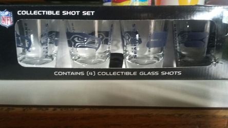 Set of Seattle Seahawks shot glasses.