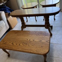 Solid Oak Coffee/End Table Set