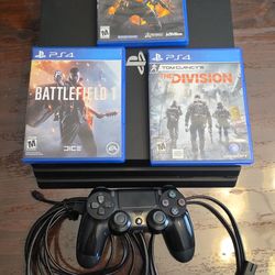 PS4 Pro 1TB (CUH-7215B) Bundle – Controller + 3 Games – Factory Reset
