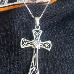 Vintage Silver 925 Open Work Celtic Cross Pendant