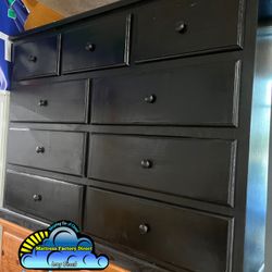 Heavy Duty 9 Drawer Black Pinewood Dresser Mueble 