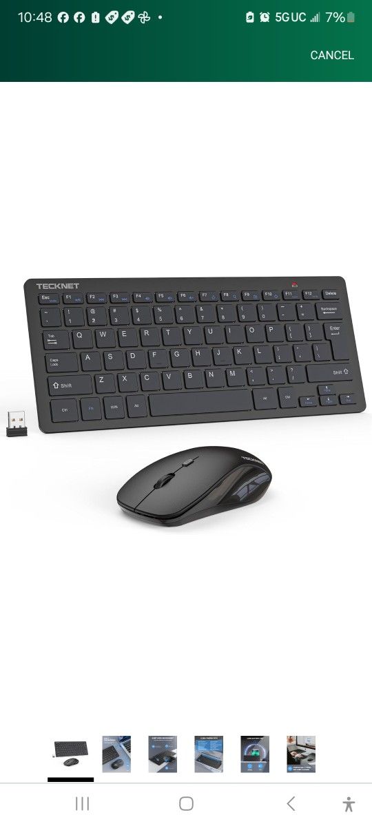 TECKNET Wireless Keyboard and Mouse Combo, Mini Cordless Computer Keyboard and Mouse Set 2.4GHz, Silent Adjustable 1600 DPI, Quiet Click, Lag-Free for