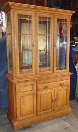 China Cabinet - Beveled Glass - Lighted - 2 Piece