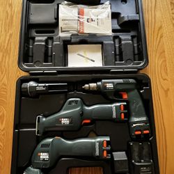 Black & Decker Versapak Cordless Toolset Drill, Sander, Jig Saw and Flashlight